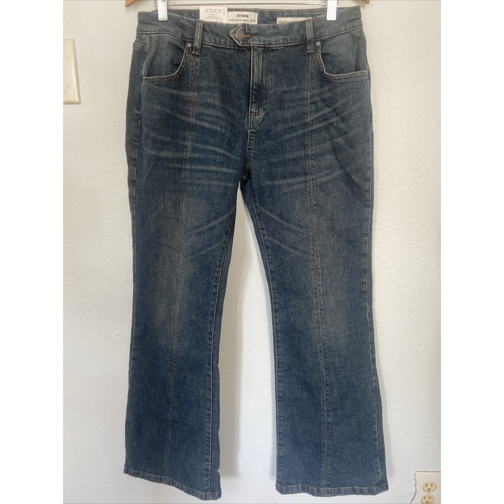 Cotton On Jeans Womens 10 Blue Denim Stretch Bootcut Wide Leg